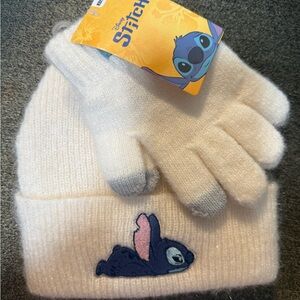 Disney Stitch Kids Hat and Gloves Set - Cream